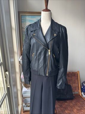 Free People Modern Vegan Bomber Jacket Moto Jacket with Gold Hardware